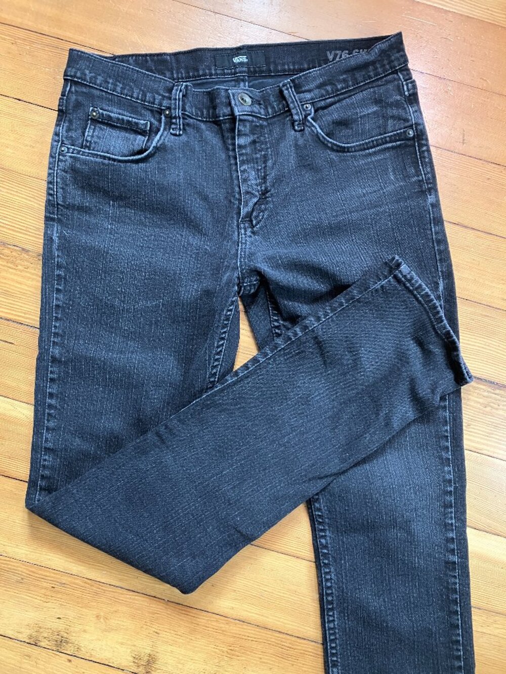 VANS Skinny V76 Distressed Black Jeans 32x32